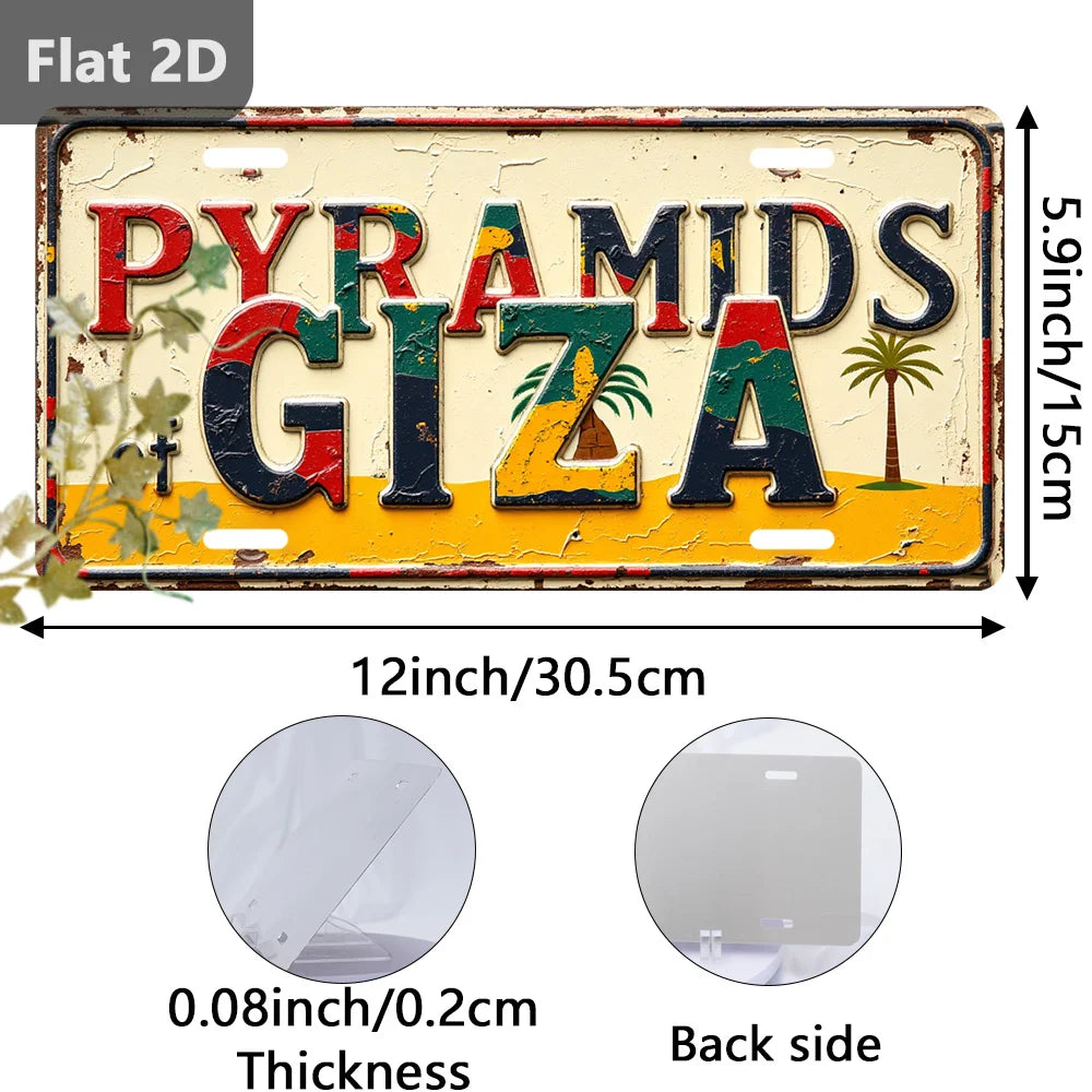 Pyramids of Giza Vintage Metal Wall Sign