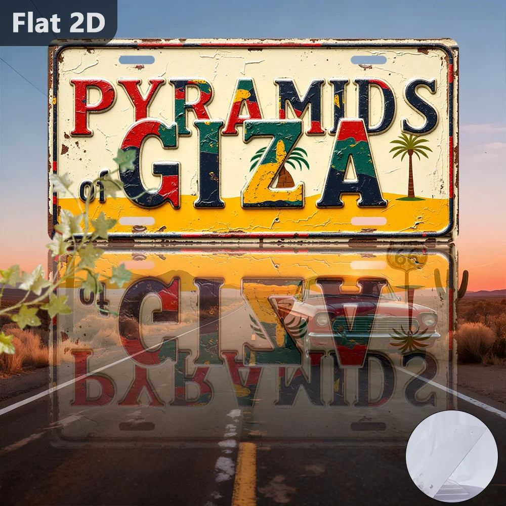 Pyramids of Giza Vintage Metal Wall Sign