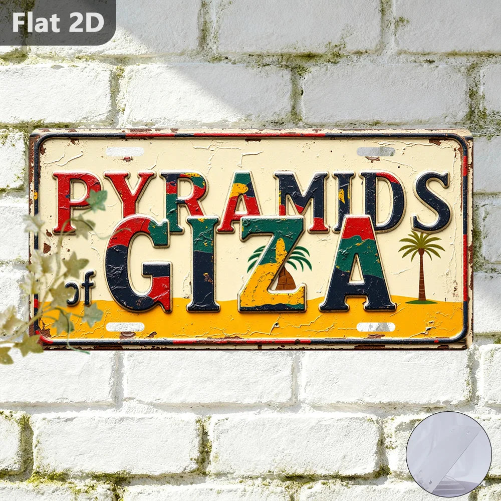 Pyramids of Giza Vintage Metal Wall Sign