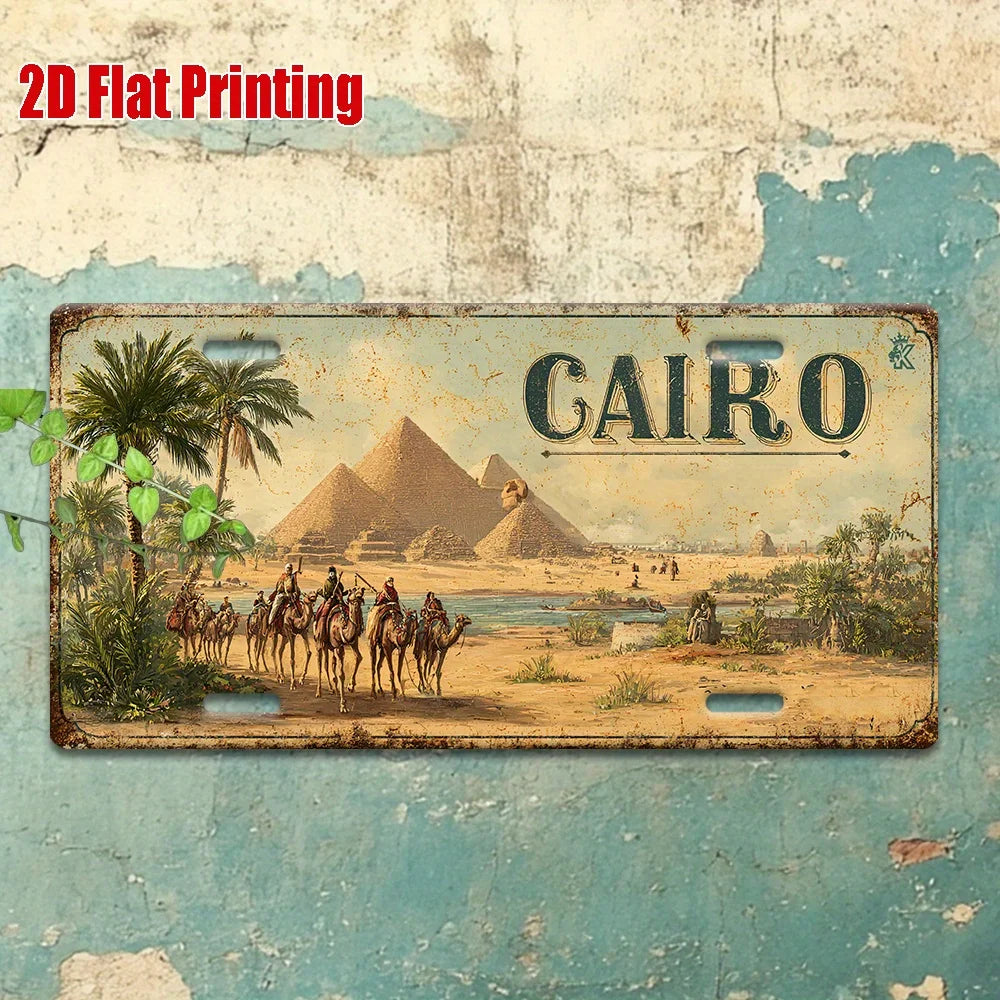 Cairo Pyramid Metal Wall Sign