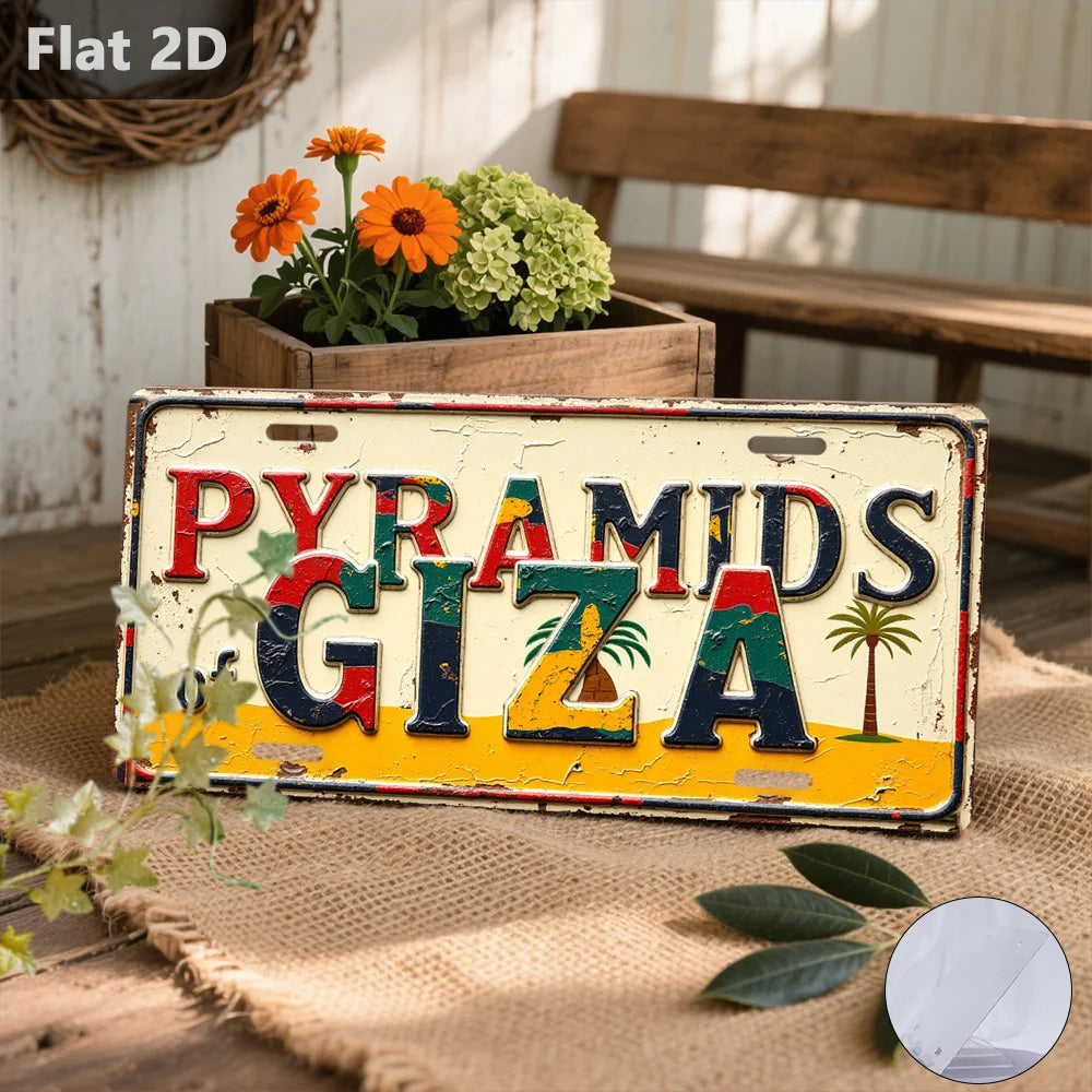 Pyramids of Giza Vintage Metal Wall Sign